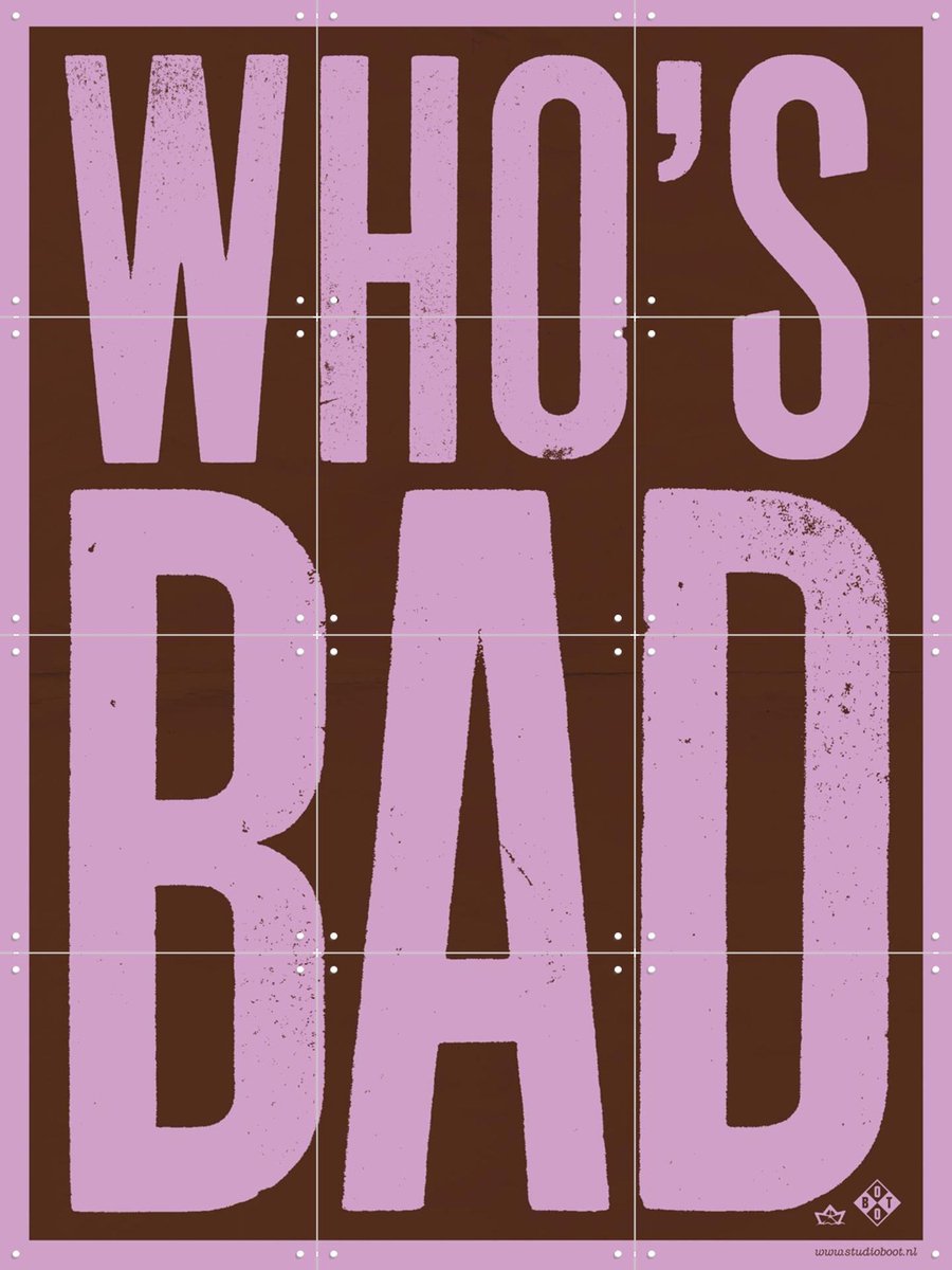 IXXI Who's Bad purple, Studio Boot - 60 x 80 cm - Gratis ophangtool - Grote wanddecoratie en posters - Typografie, Grafisch Ontwerp, Pop art