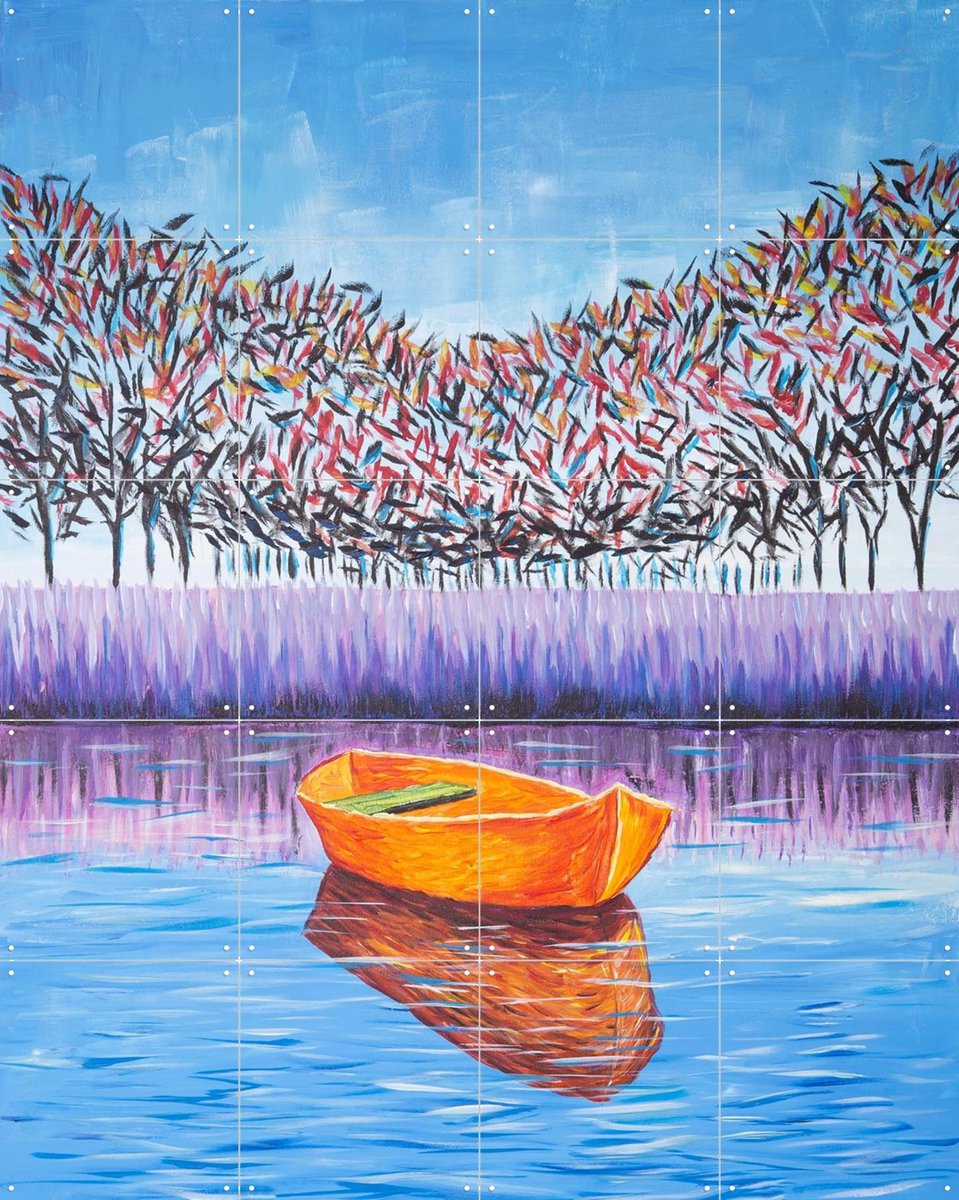 IXXI Boat, Zurab Dariali & Van Gogh 21st Century - 80 x 100 cm - Gratis ophangtool - Grote wanddecoratie en posters - Kleurrijk, Olieverf, Klassiek