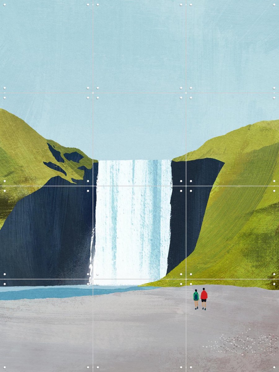 IXXI Waterfall, Henry Rivers - 60 x 80 cm - Gratis ophangtool - Grote wanddecoratie en posters - Minimalisme, Speels, Illustraties, Woonkamer
