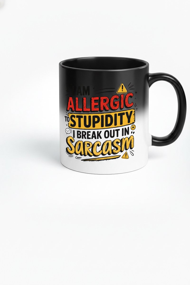 Allergisch voor Stupidity Sarcasm Magic Mok - Zwarte Magische Koffiemok