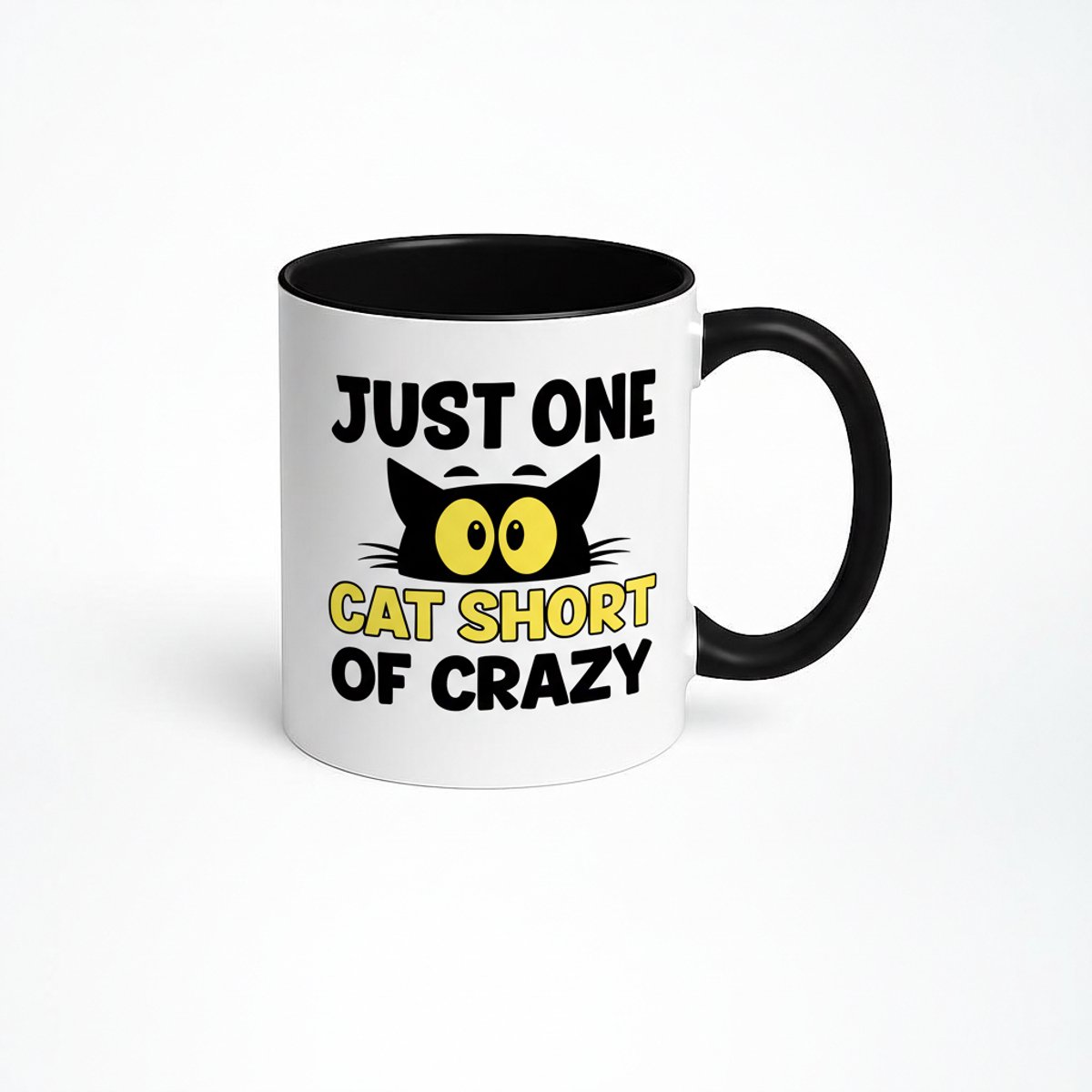 Grappige Koffiemok "Just One Cat Short of Crazy" - Cat Lover Cadeau