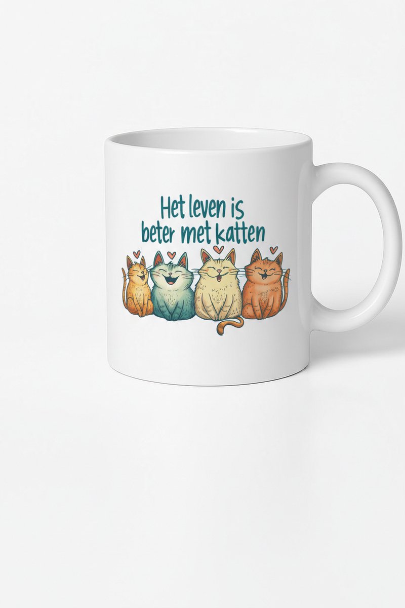 Leven is Beter met Katten Mok - Koffiemok met Katten Design