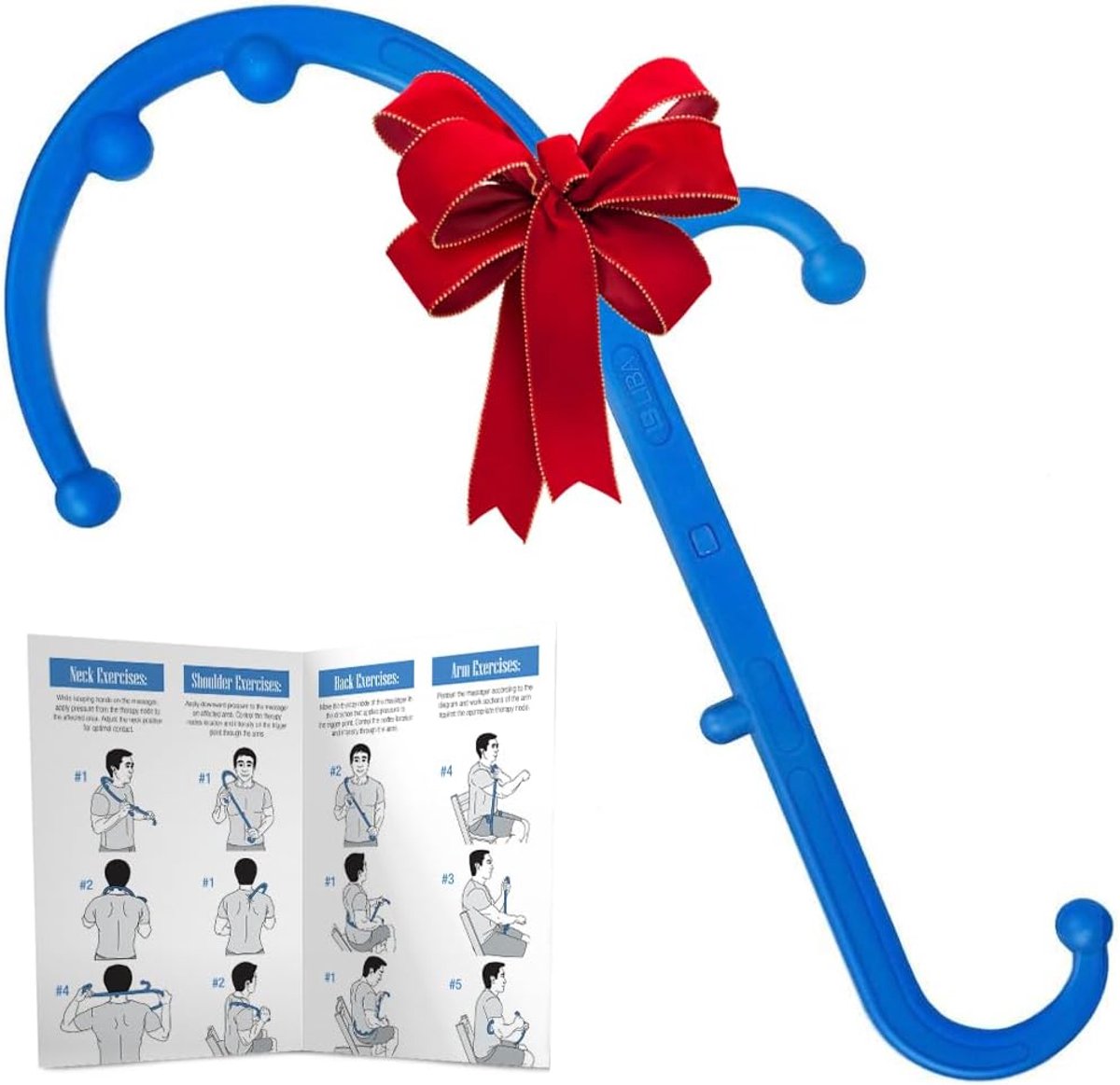 Rug- en nekmassageapparaat - Triggerpoint-massagetoestel voor pijnverlichting en handmatige massagehaaktherapie Handheld rug-, nek- en schoudermassageapparaat in blauw - Een cadeau voor dames en heren
