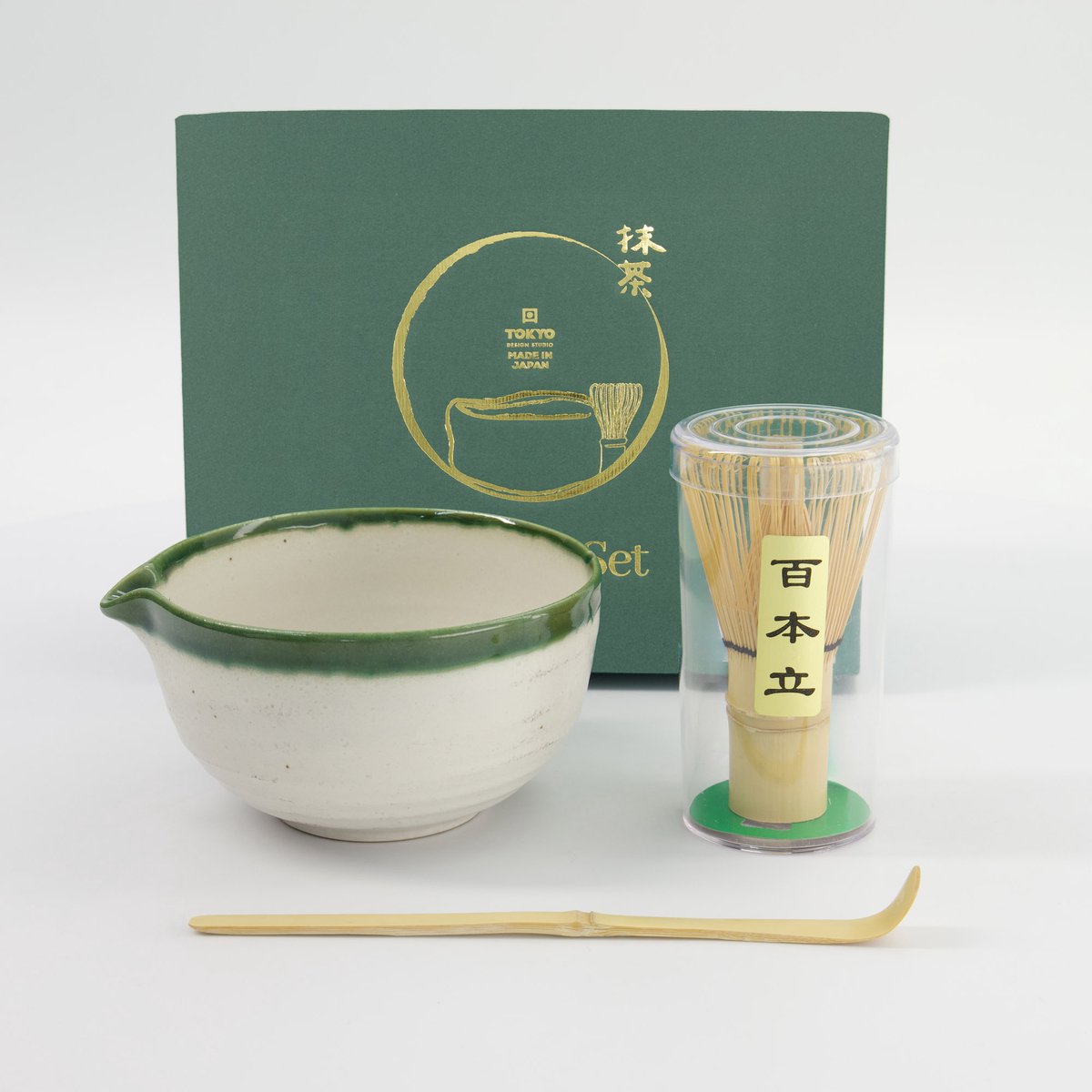 Tokyo Design Studio – Matcha Geschenkset – Wit Oribe – 13×7.2cm – 3 Stuks