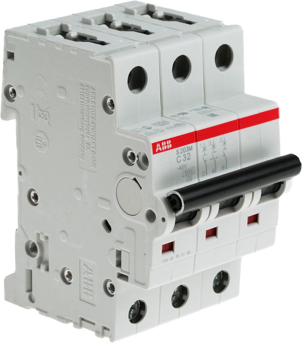 Miniatuur Stroomonderbreker C32A - 3 Pool - 32 Amp - Type C - 10kA Kwaliteit