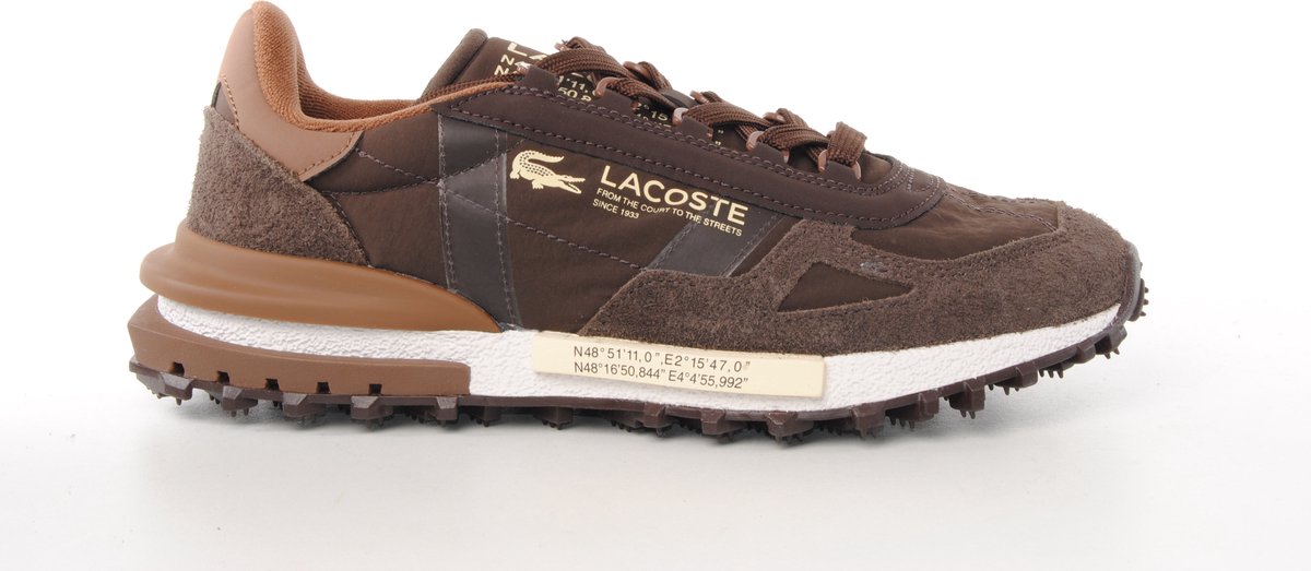 Lacoste heren sneaker Elite H suède en textiel Bruin