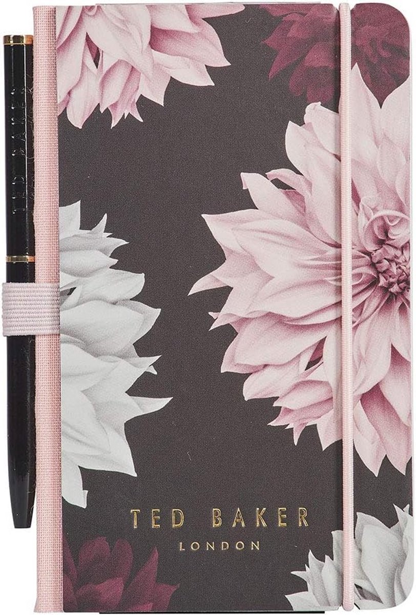 Mini Notitieboekje met Pen in Zwart Kruidnagel Bloemenprint