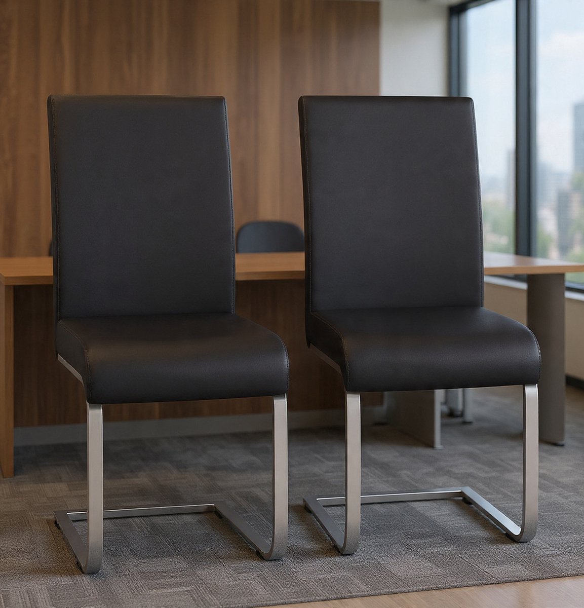 Serena Eetkamerstoelen, set van 2, houten stoel, buitenstoel, 135 kg belastbaar, zwart, kunstmatig leeg - Casa Serena – Afmetingen op aanvraag – Casa Dorada