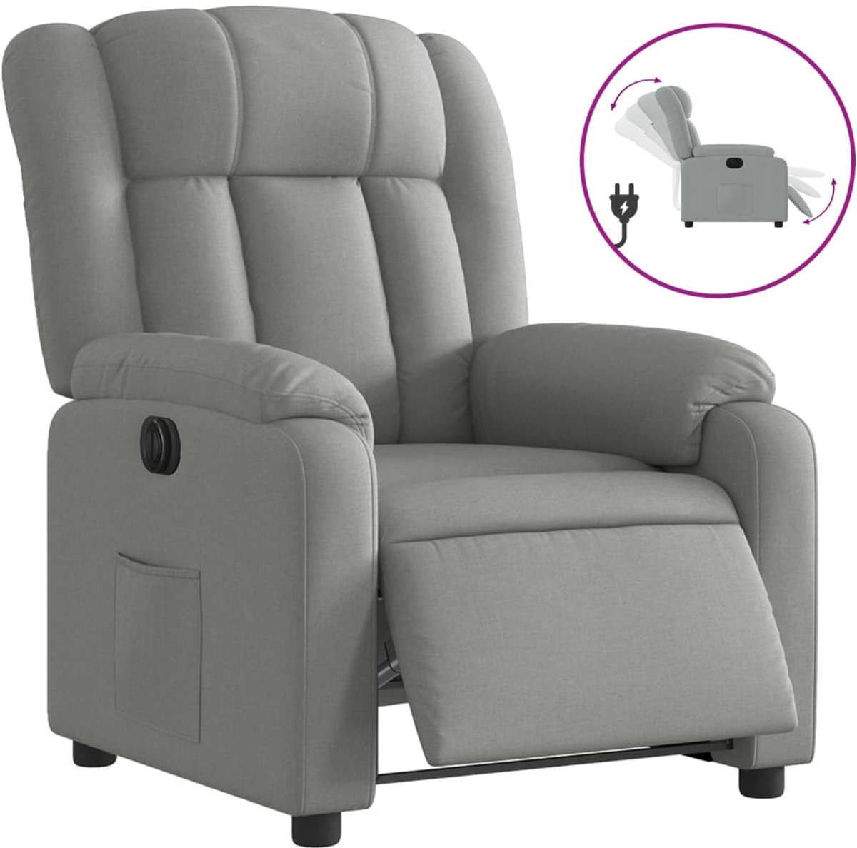 vidaXL Fauteuil - elektrisch - verstelbaar - stof - lichtgrijs