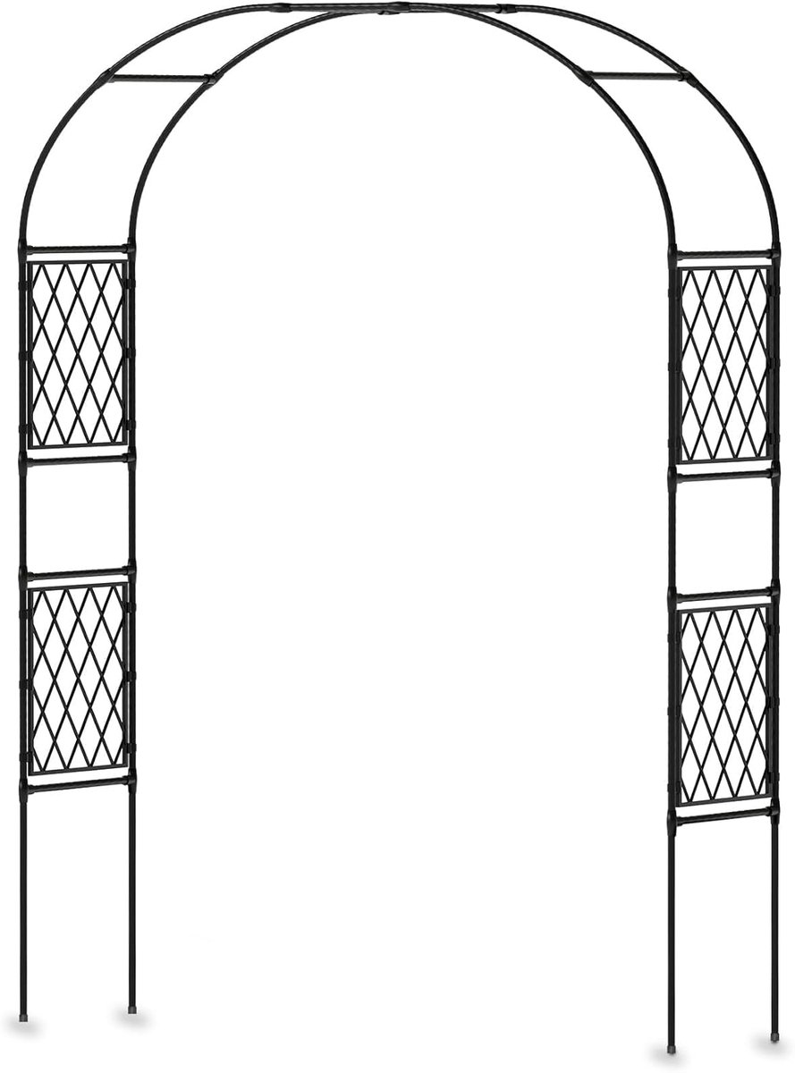 Metalen Tuinboog - Rozenboog met Zijpanelen - Klimhulp voor Klimplanten - Decoratieve Boog voor Tuin & Bruiloft - 230 cm Hoog - Zwart