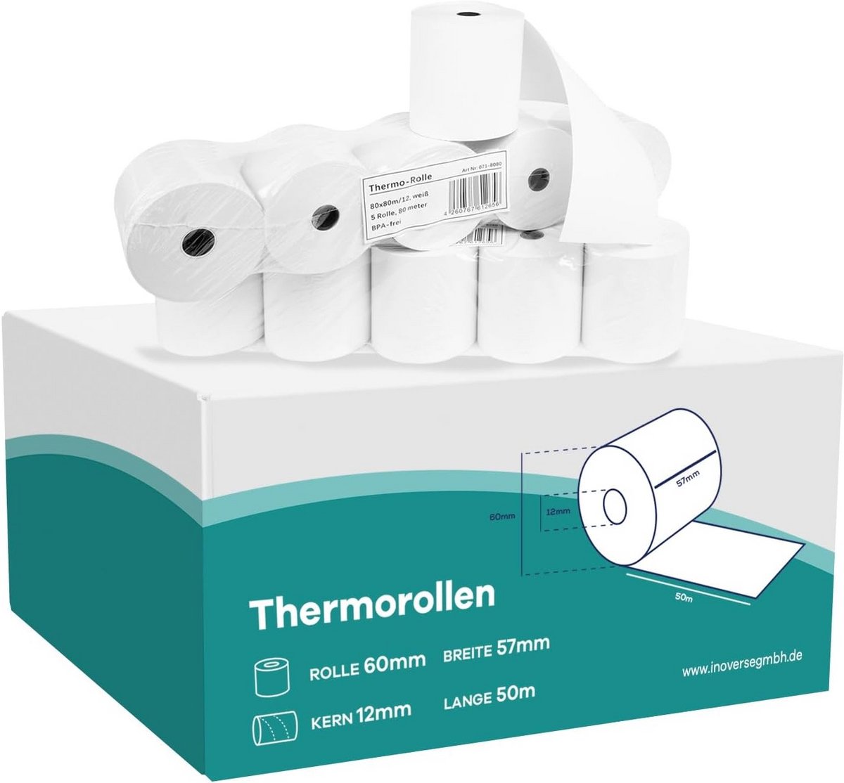 50 Meter Thermorollen Kassa Wilt 57mm x 60mm - 25 Stuks BPA-Vrij