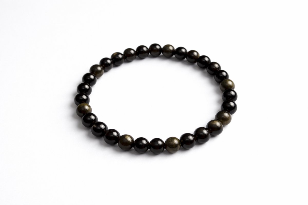 Goud Obsidiaan Armband – 6 mm Edelsteen Beads – Natuursteen Bracelet – Unisex Sieraad – Energie & Balans