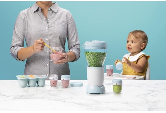 Florixa® Stoomkoker baby - Stomer en Blender - 6-in-1 Multifunctionele Baby Cooker - Wit/Blauw - 32cm x 30cm x 15cm van Merkloos — afbeelding 3