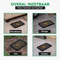 Vier afbeeldingen tonen de Jardon lijmval in een woonkamer, garage, tuin en keuken. De tekst is 'Overal inzetbaar'.
