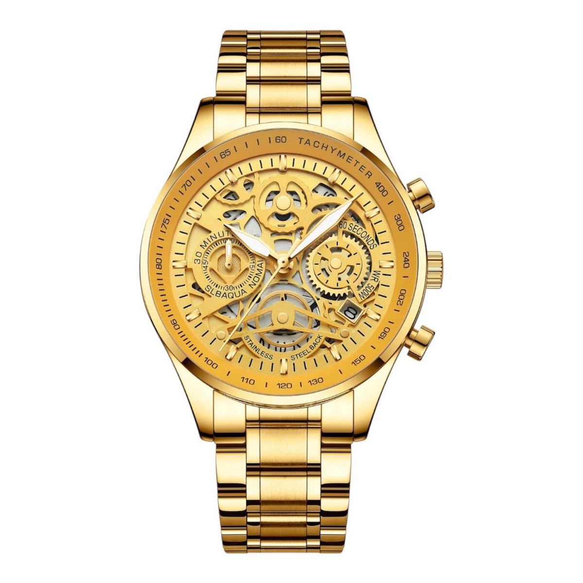 Nibosi - Herenhorloge - Polshorloge - Heren - Horloge - Horlogedoos - Mannen - Goud - RVS