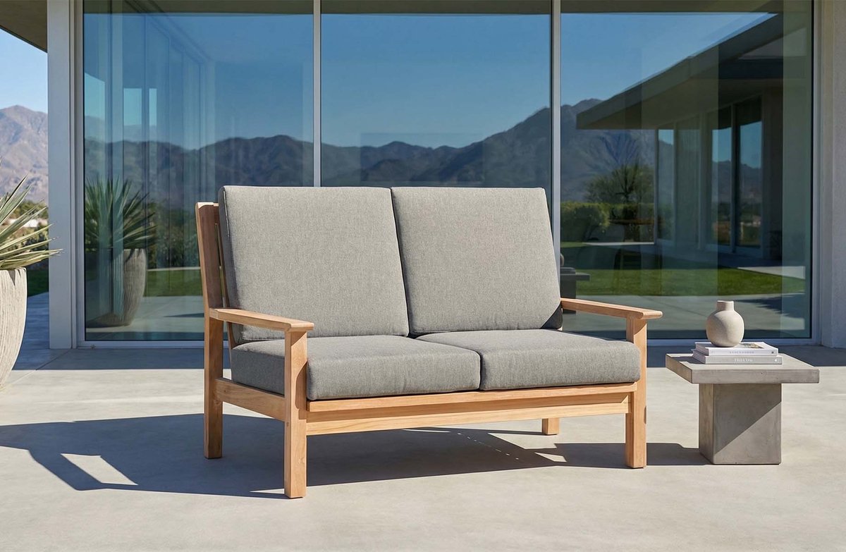 Lesli Living Loungebank Teak 124 cm incl. Kussen