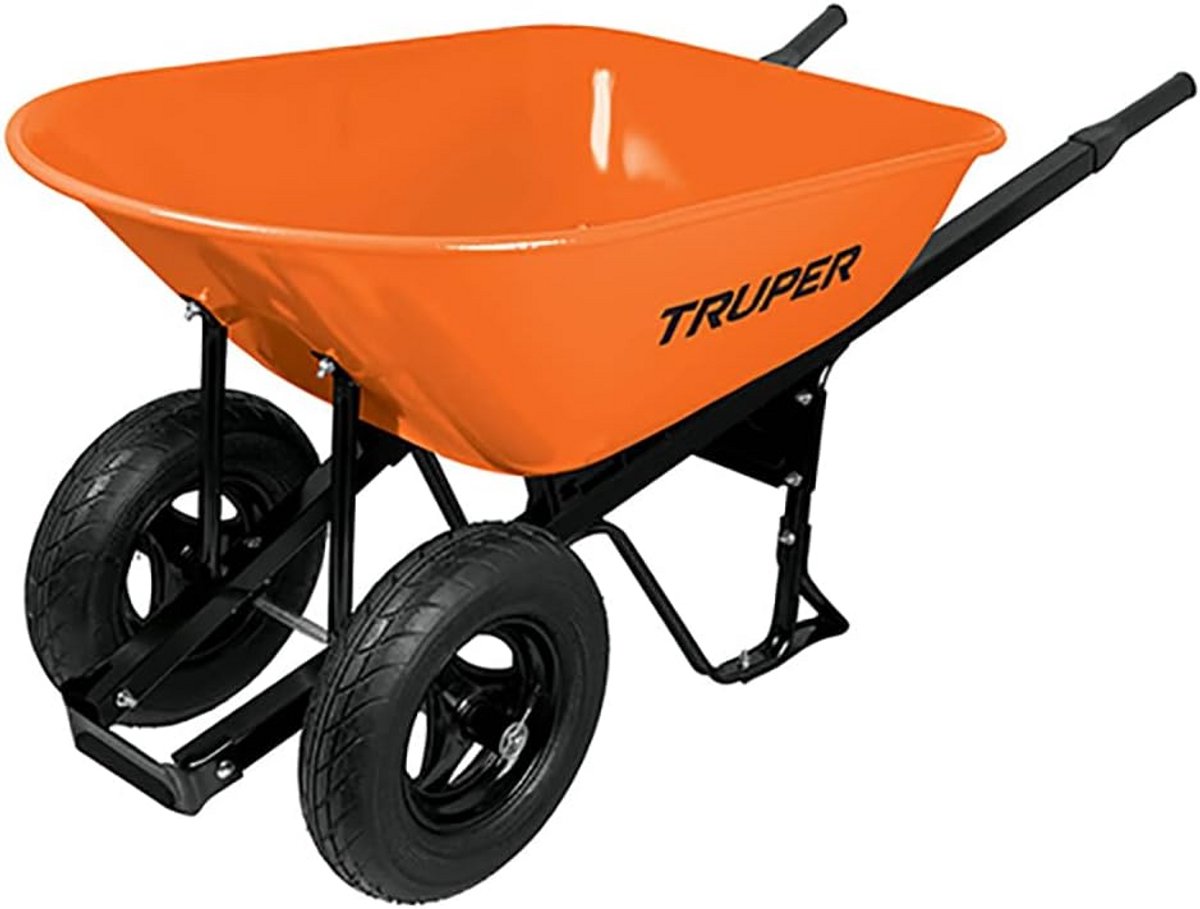 Stevige Kruiwagen 120 Liter met Dubbele Luchtbanden - Duurzame Metalen Kruiwagen