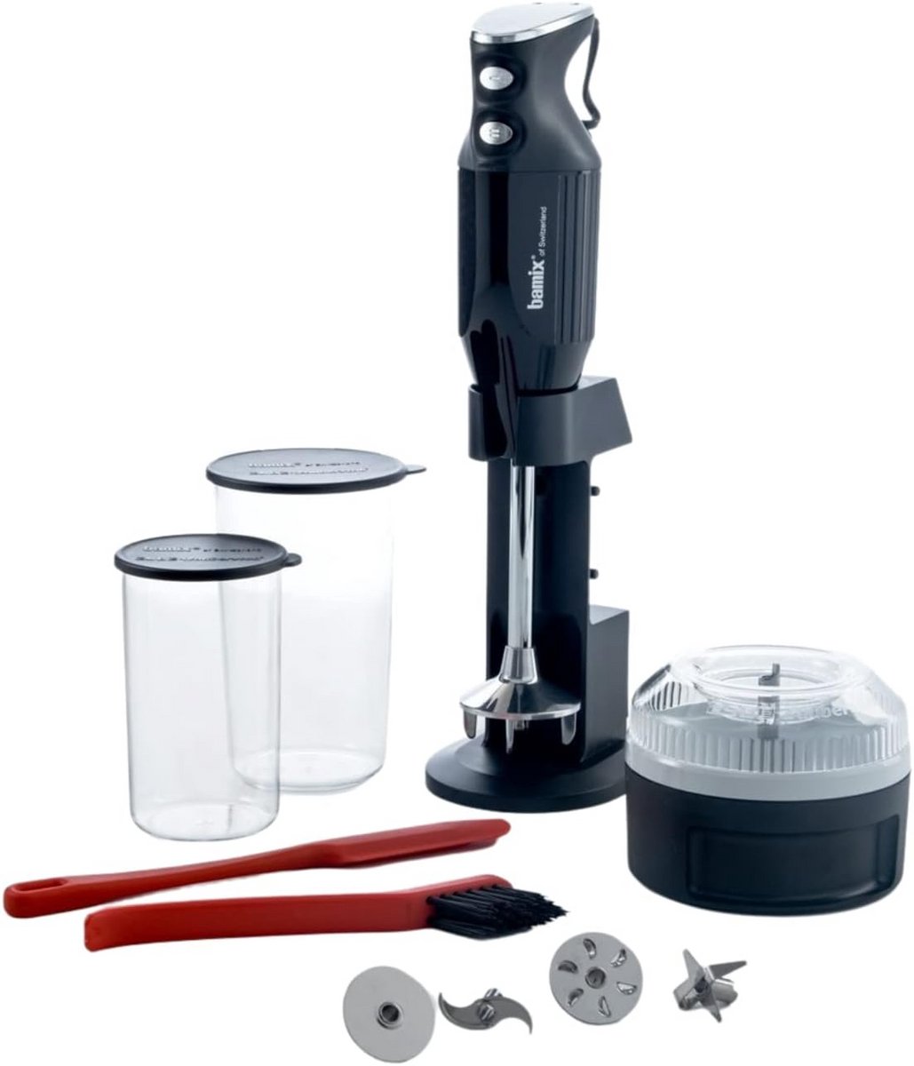 Krachtige Staafmixer Set met Processor en 4 Opzetstukken - 350W - Zwart/Chroom