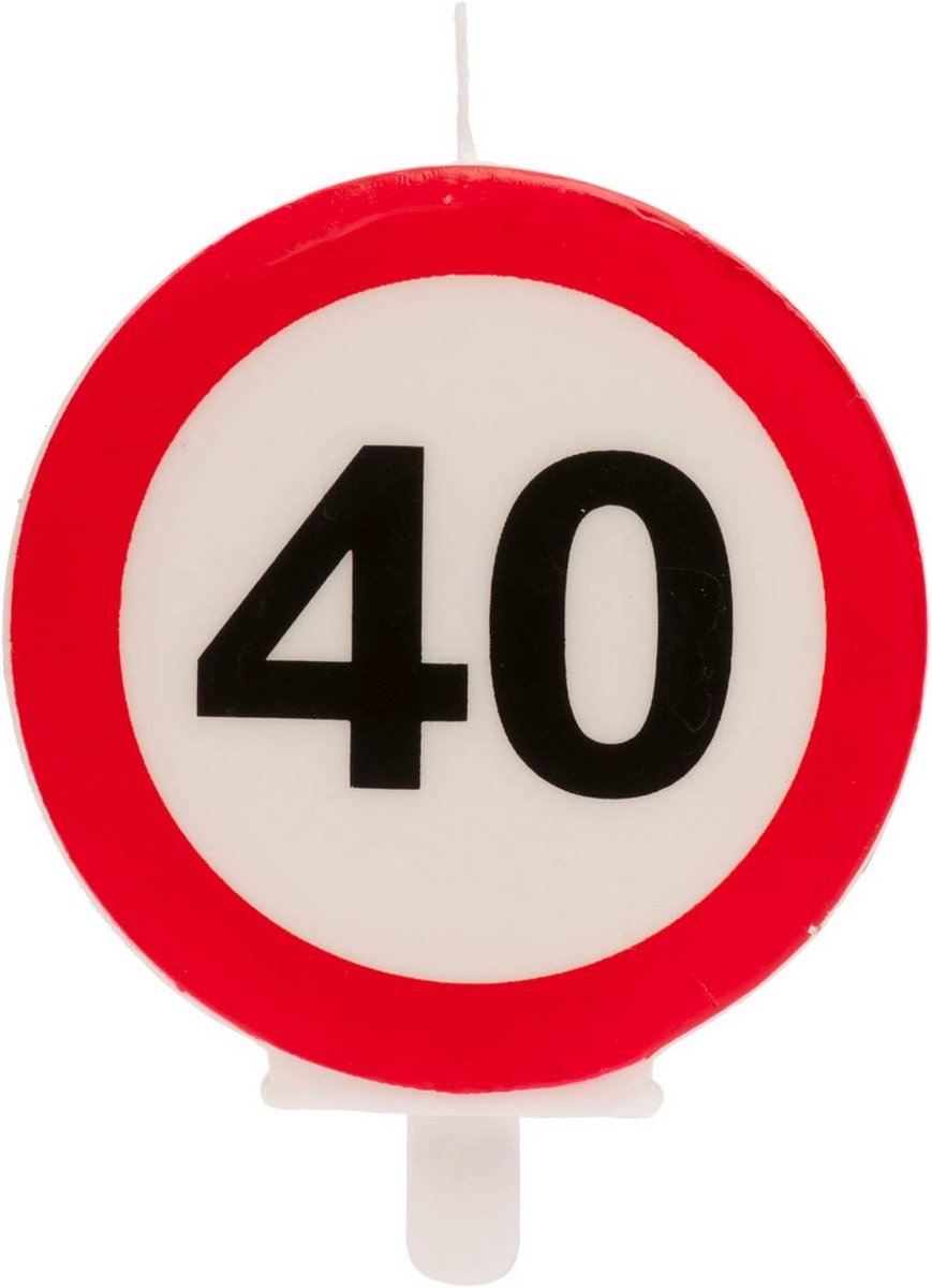 Taartkaars Nummer 40 in Verboden Verkeersbord Stijl voor Verjaardagen