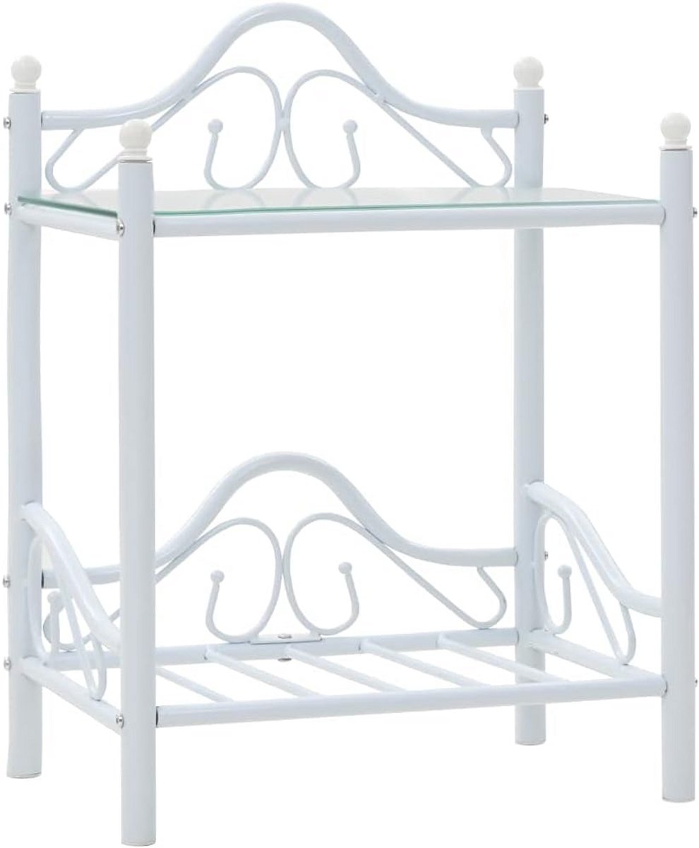 Set van 2 Nachtkastjes met Stalen Frame en Gehard Glas - Wit/Zwart