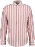Heren overhemd met lange mouwen, roze en witte strepen, button-down kraag en borstzakje met logo.