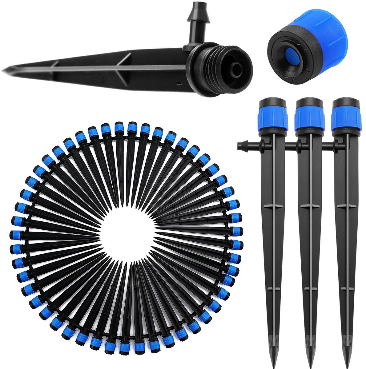 Druppelslang Verstelbaar - Besproeiers - Tuin Water Geven - 360 Graden - 50 Stuks - Blauw