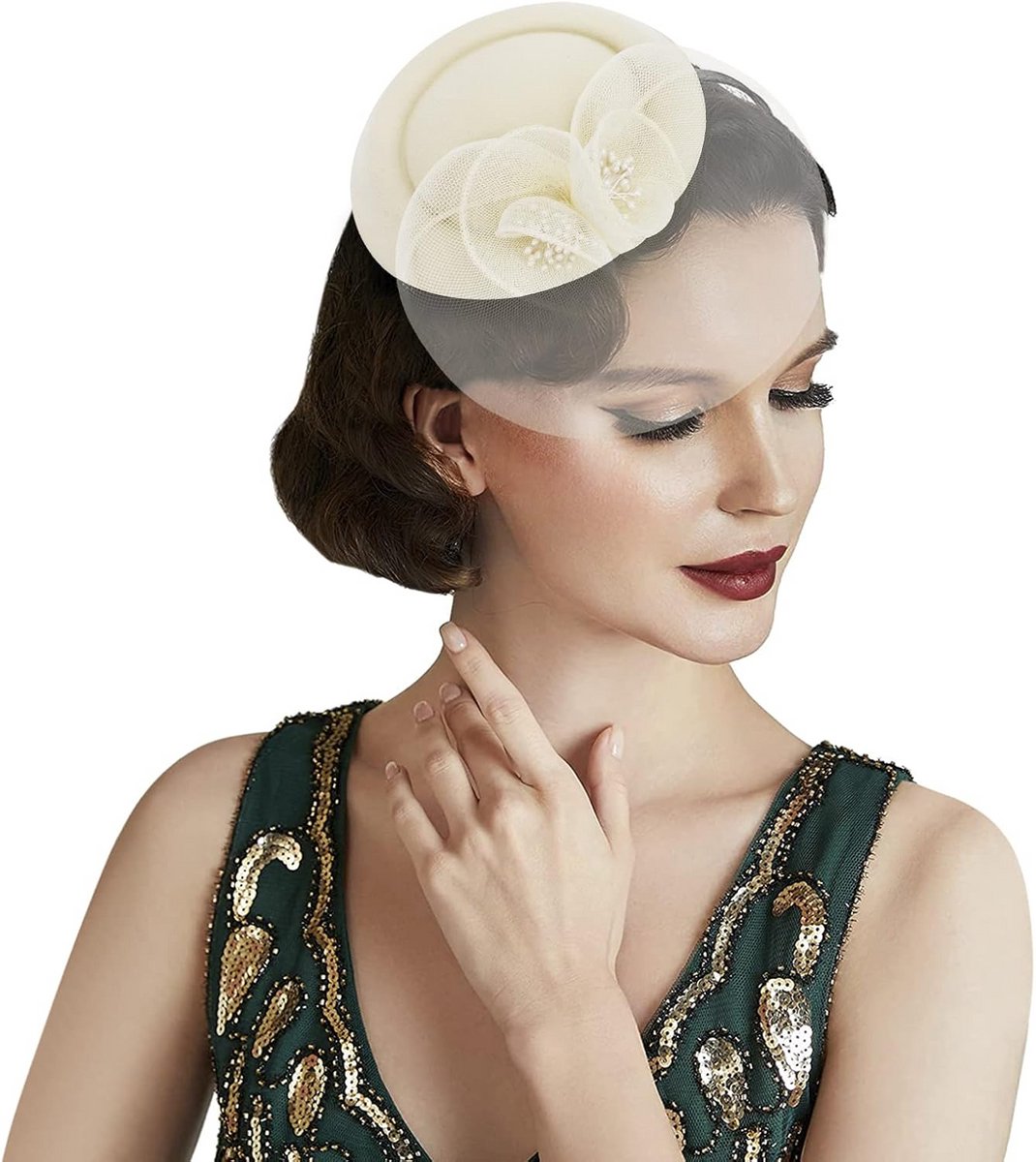 Elegante Fascinator Hoed met Sluier voor Dames - Cocktail, Feest & Bruiloft Accessoire