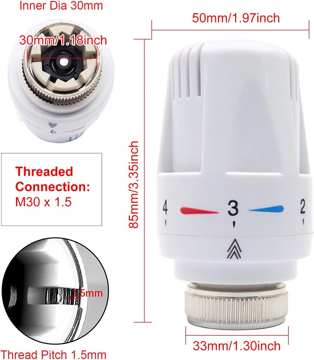 Thermostaat Radiatorkraan G1/2 inch Automatische Temperatuurregeling voor Water
