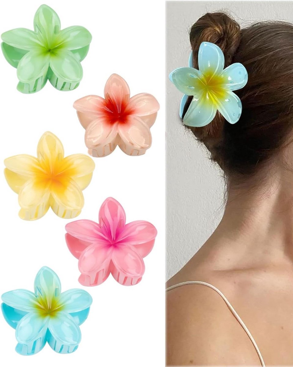 5 Stuks Bloemen Haarspelden Klemmen Antislip - Hawaii Strand & Party Accessoire voor Dames