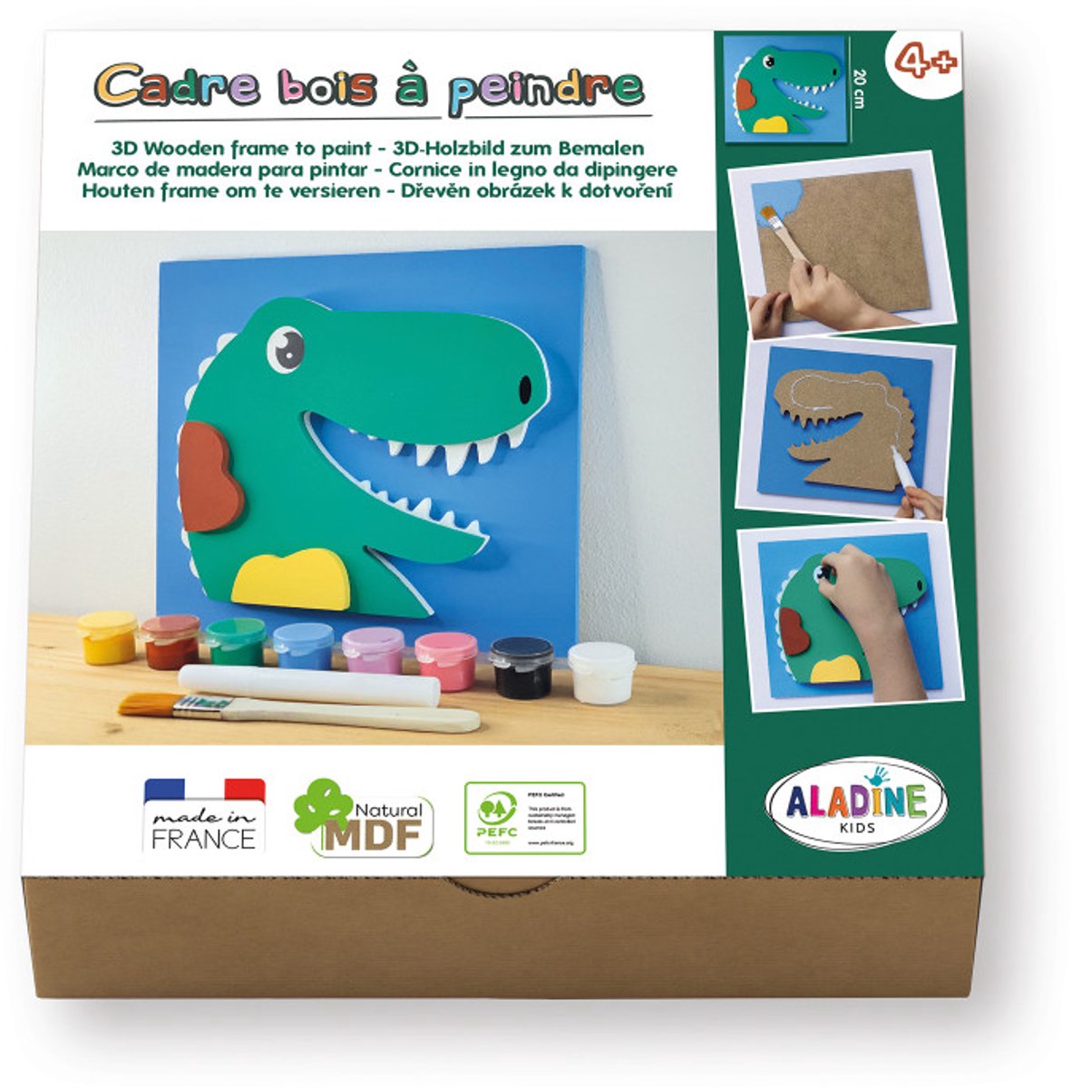 Aladine 3D schilderij knutselset - Dino - creatief speelgoed voor kinderen.