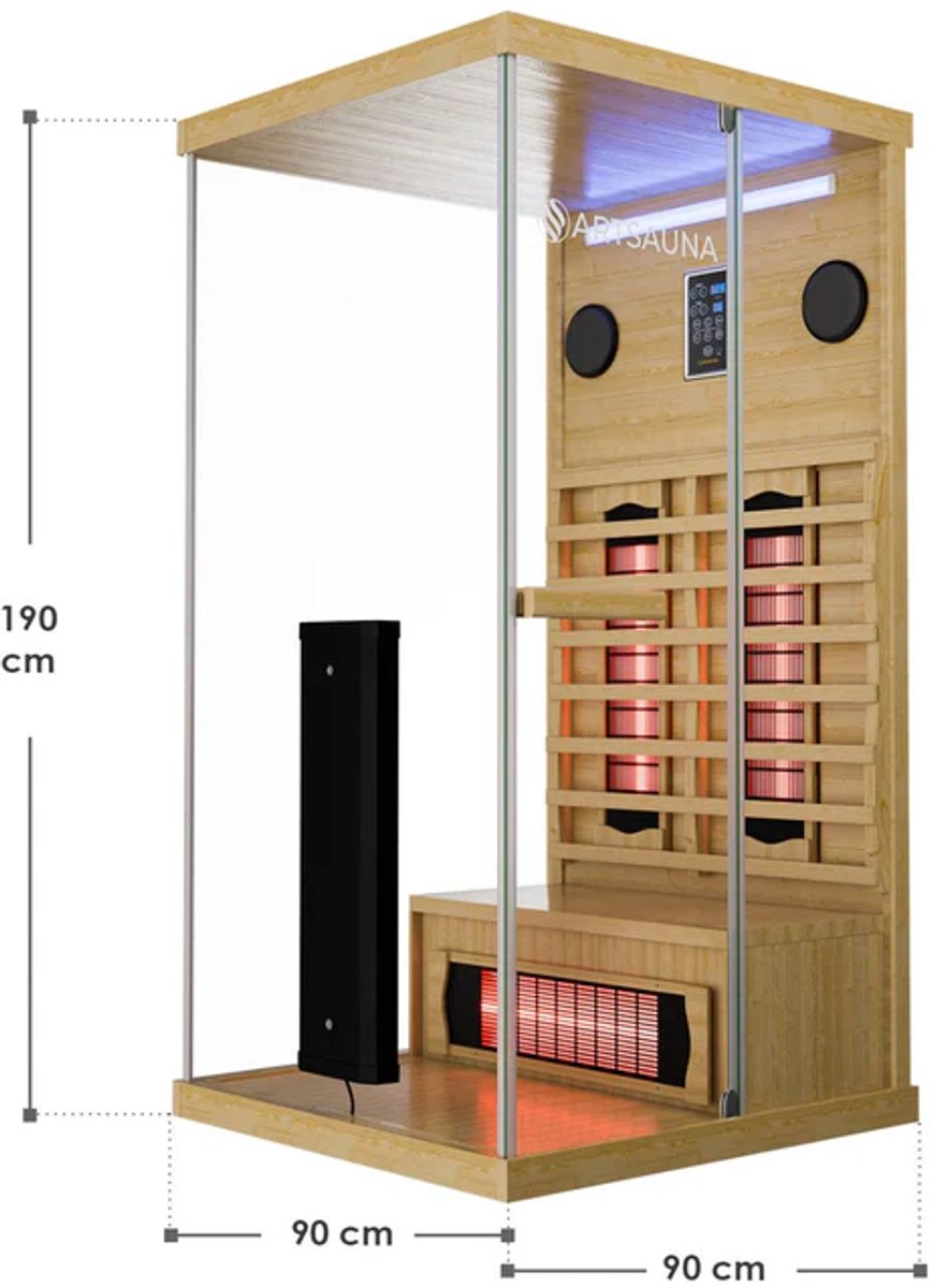 Sauna / Infraroodcabine / Infraroodsauna Göteborg - 90x90x190cm - 1-persoons thumbnail 7