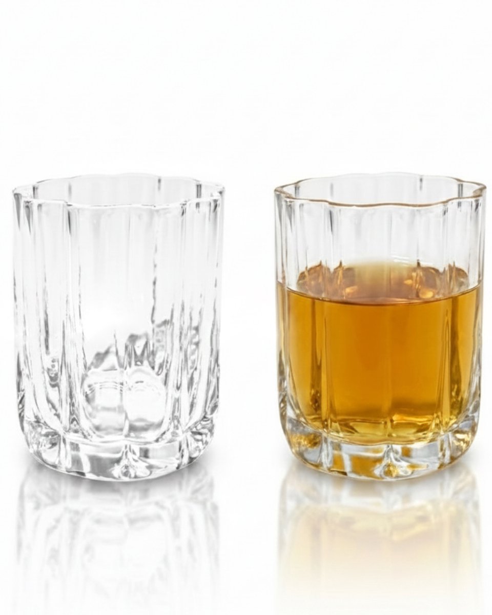 OZ Home – Luno Drinkglazen 300 ml – Set van 2 – Ribdesign – Dikke Bodem – Vaatwasserbestendig