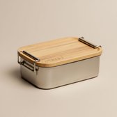Lunchbox van roestvrij staal – Met bamboe deksel & vakverdeling – 800 ml