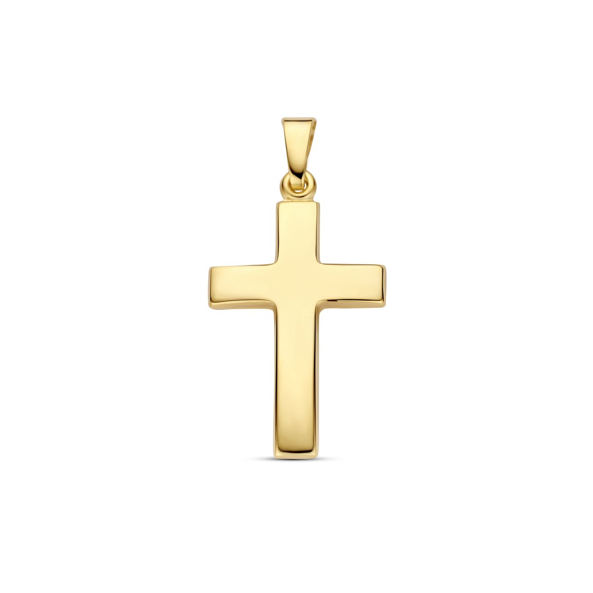 9NBG-1005 - New Bling - Holle kruis hanger gepolijst - 14kt geelgoud - 28.2 x 14.12 mm