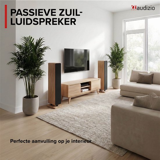 Audizio Arco passieve HiFi speaker - Vloerstaande speaker met 3x 4 inch woofers - 160W - Houtlook — afbeelding 2