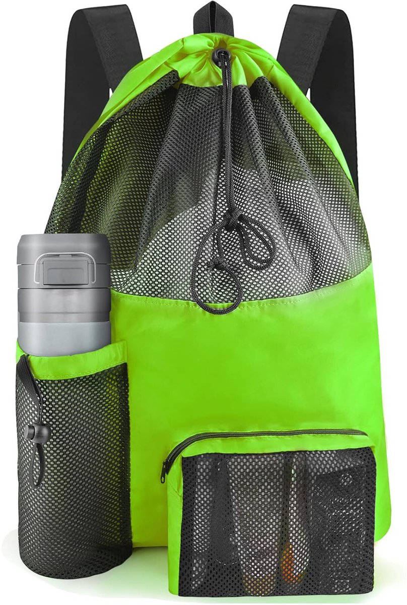 Mesh Zwemtas - Strand Rugzak - Sport en Strand - Grote 40L Capaciteit - 58 cm - Groen
