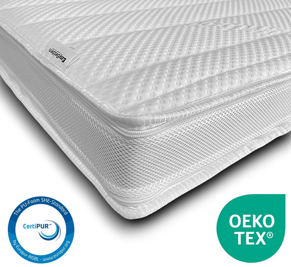 EasyBedden® Topdekmatras XXL - Topper 160x210 - 12 cm dik - Bamboo hoes - HR Koudschuim Hybride GEL - circa 12cm dik - Orthopedisch