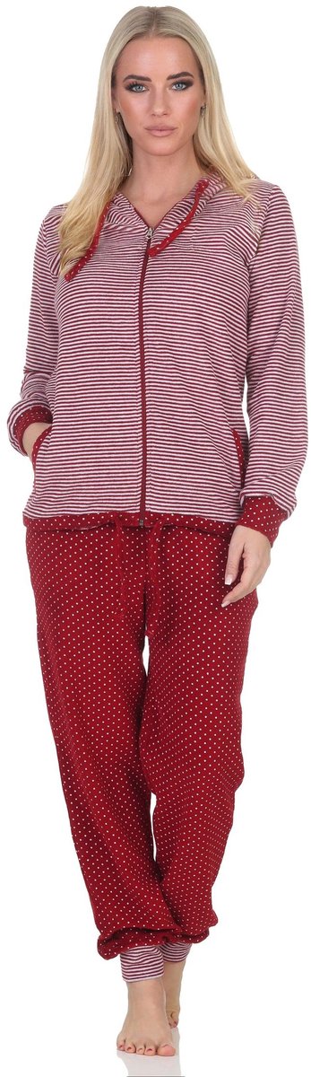 Normann badstof dames huispak / vrijetijdspak in een koele look - ook in grote maten ringel