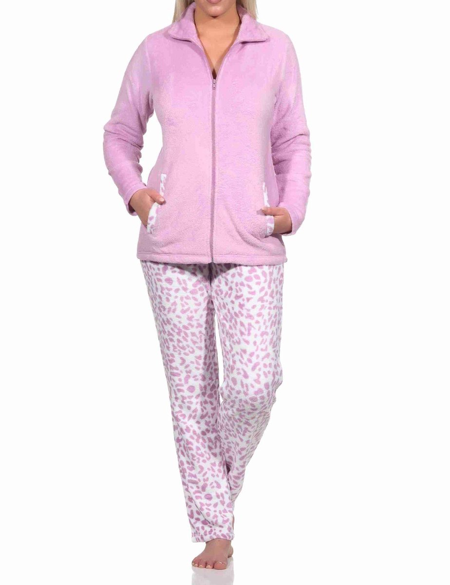 Normann Dames Animal Look Coral Fleece Homewear Huiskleding pink