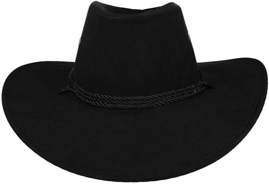 Haarsoires Chapeau de cowboy - Chapeau Western en aspect suède - One Size - Noir - Chapeau de cowboy - Femmes & Hommes - Festival Carnaval Fête à thème