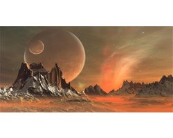 Reversibele Aquarium Achtergrond 61x30cm Interstellaire Planeet en Zand Thema