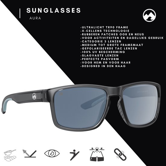 MowMow Aura Zonnebril - Gepolariseerd - Heren - Grijs transparant frame van MowMow — afbeelding 2