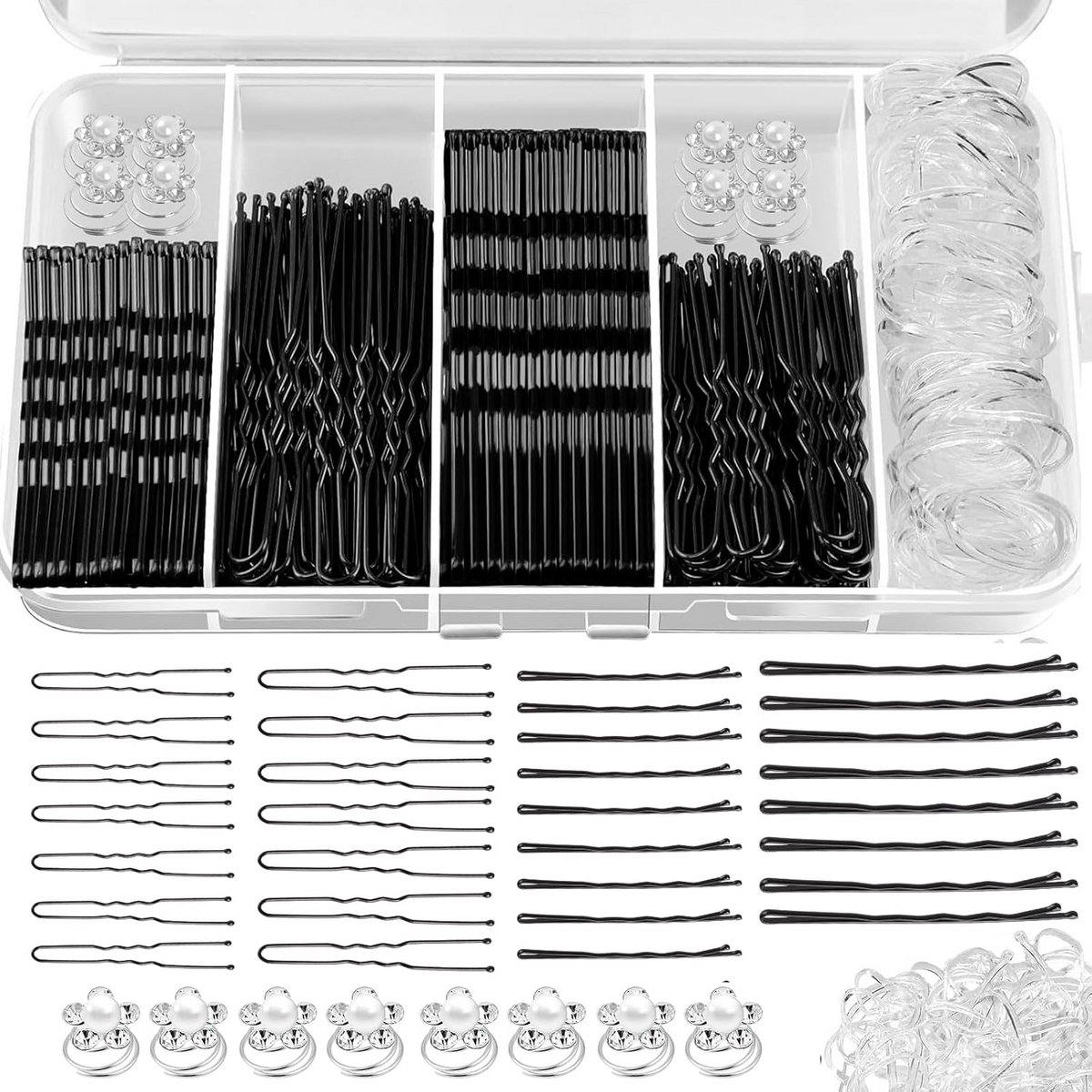 500 Mini Haarklemmen en Rubberen Elastiekjes voor Vrouwen Styling Set