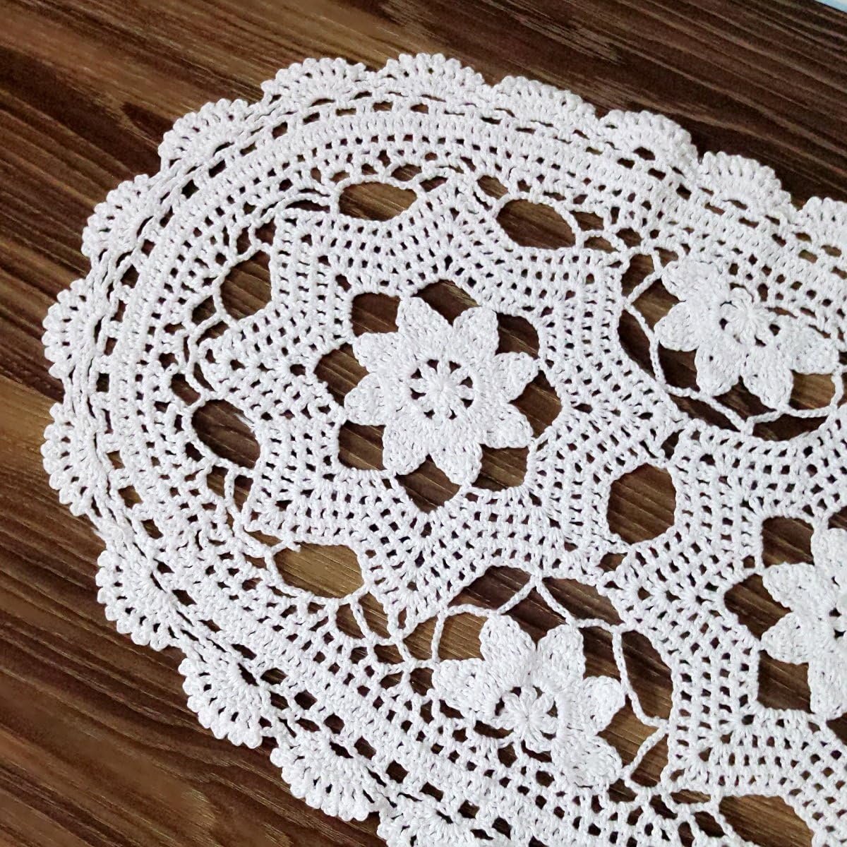Handgemaakte Haakwerk Tafelloper Ovaal Kant Bloemen Kleed
