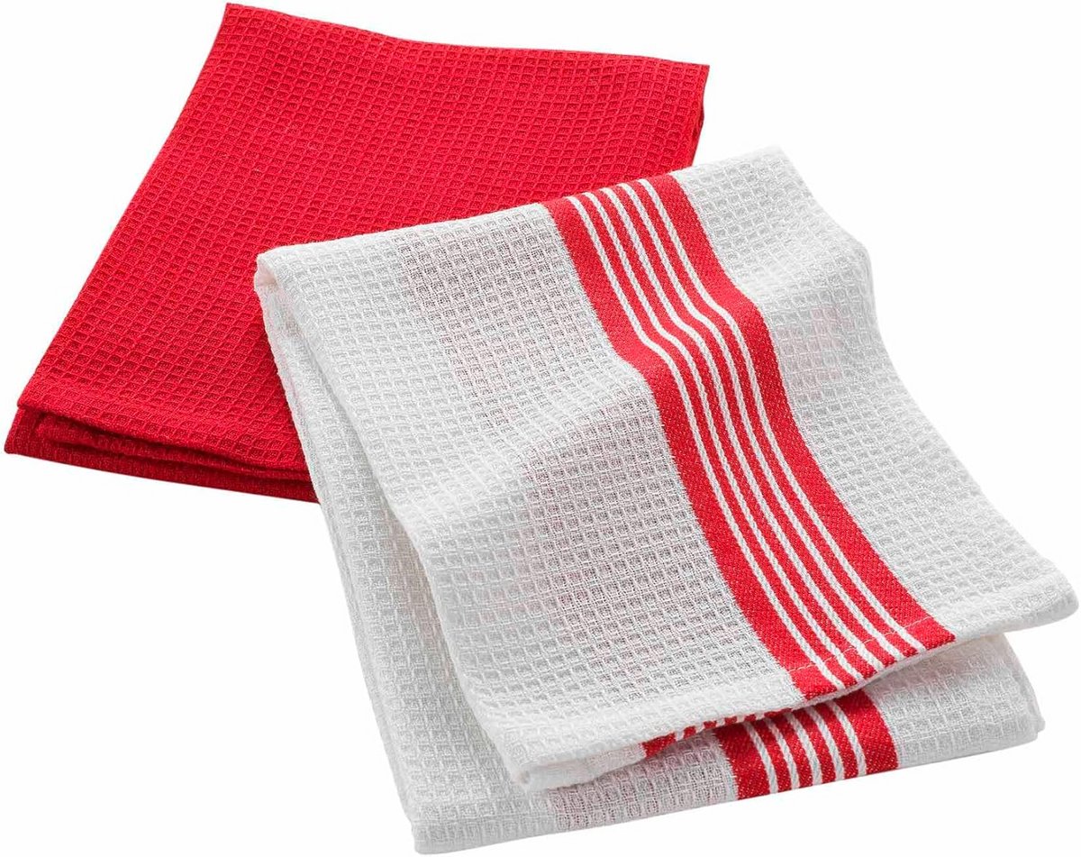 Set van 2 Keukendoeken 50x70 cm - Hoogwaardig Katoen Honingraat Structuur