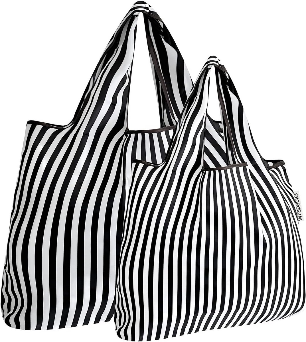 Set van 2 Grote en Kleine Herbruikbare Boodschappentassen - Opvouwbare Nylon Draagtassen
