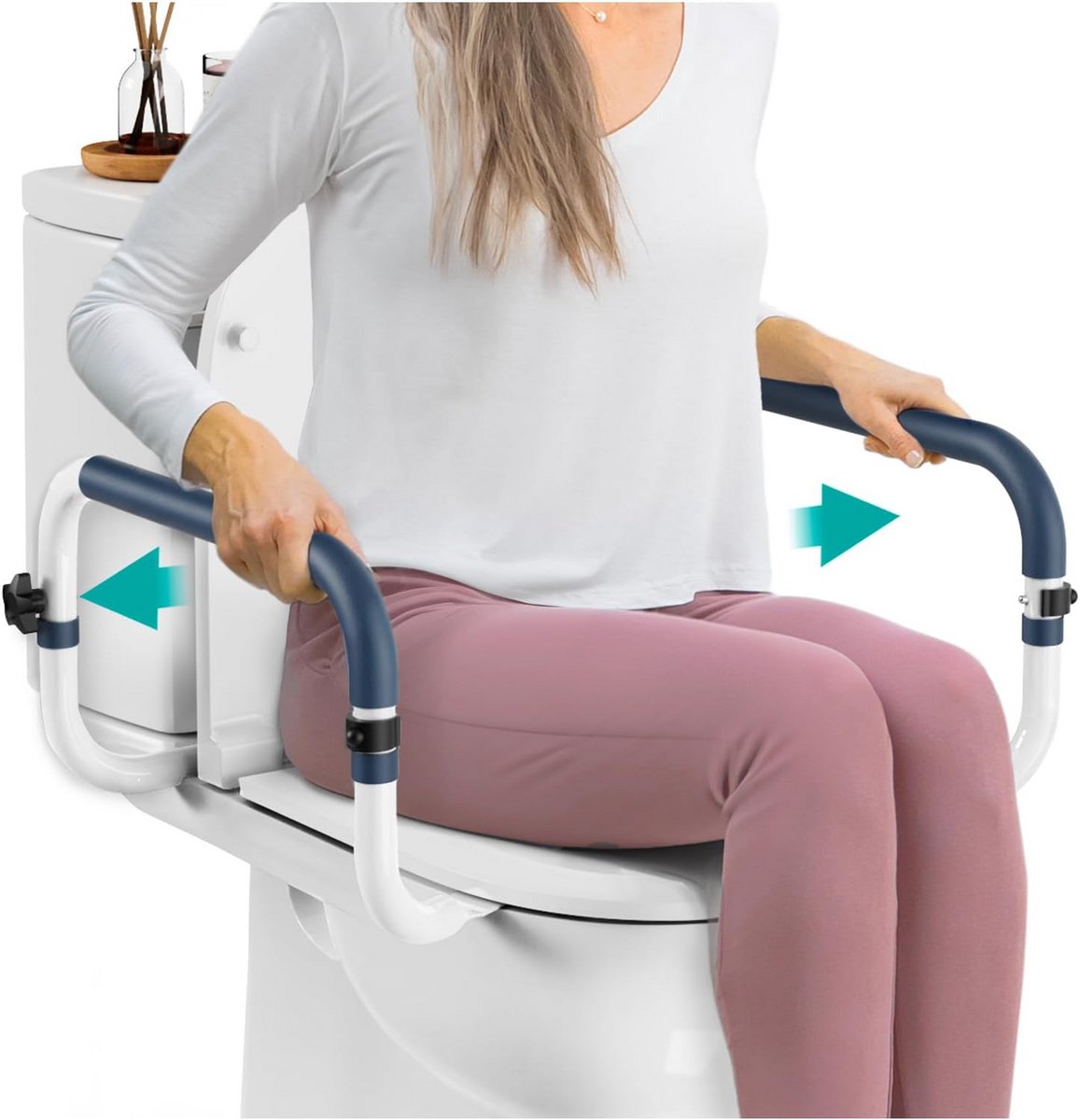 Verstelbare Toiletveiligheidsrails - Stevige Handgrepen voor Ouderen en Senioren (Max 113kg)