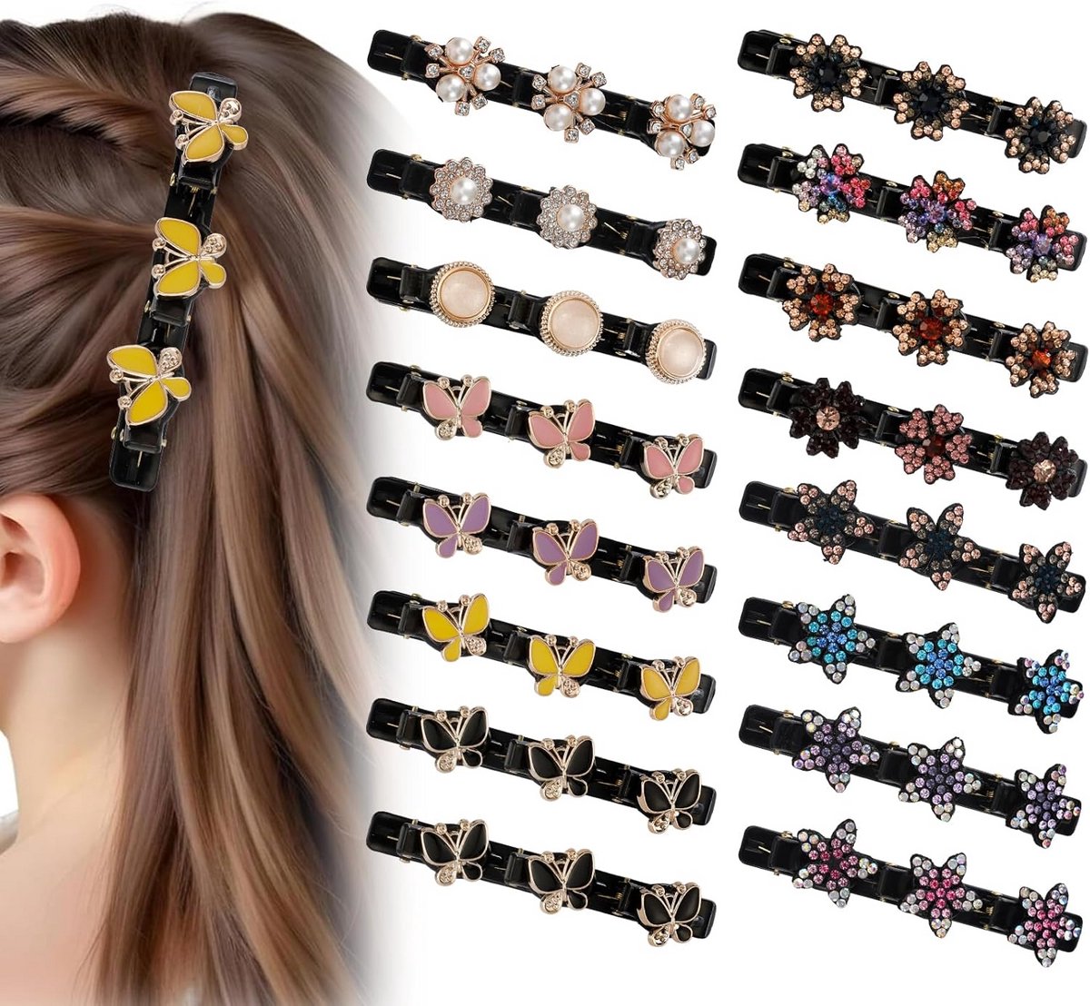16 Delige Set Glinsterende Haarclips met Kristallen en Parels voor Dames