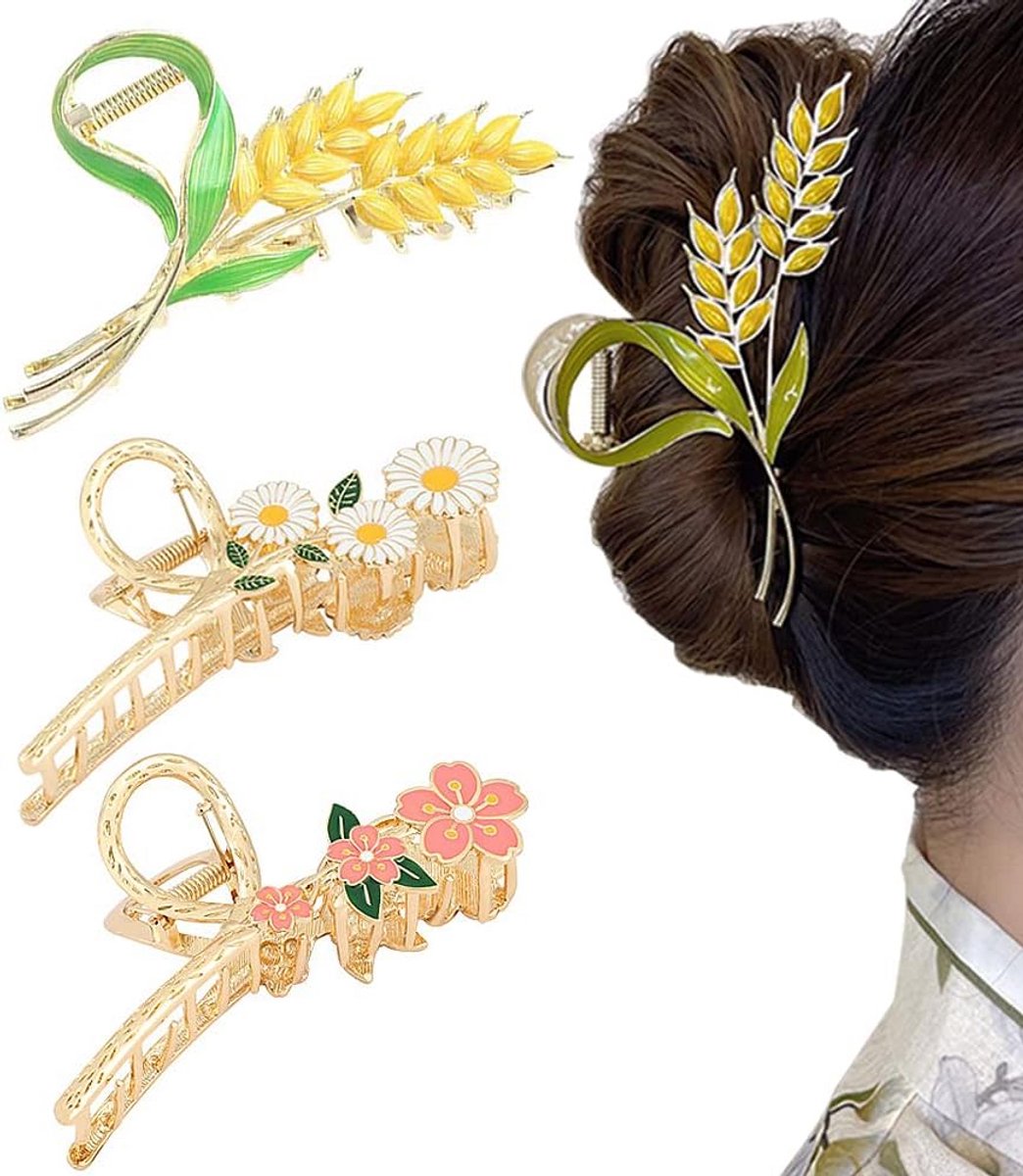 Set van 4 Grote Haarclips Metaal Vintage Stijl - Sterke Grip voor Dik en Dun Haar