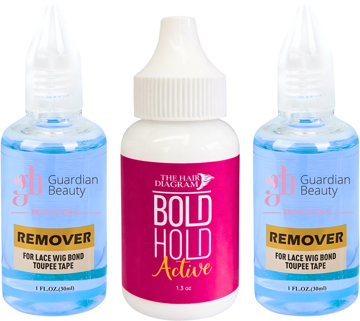 Pruik Lijm & Guardian Beauty Remover Set - The Hair Diagram - Bold Hold - Active - 1.3 oz. + GB Remover - Blauw - For Lace Wig Bond and Toupee Tape - 2 stuks - 30ml - Haarextensions